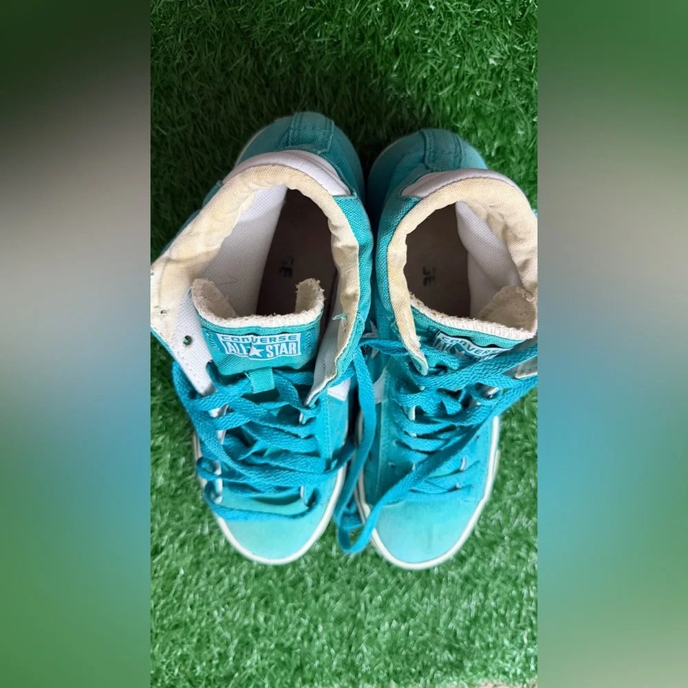 Converse Teal and White Unisex Sneakers‎ Size M-7 W-8.5 - Picture 5 of 9